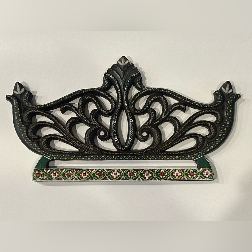 Hand carved and hand painted wooden hanger from the Philippines